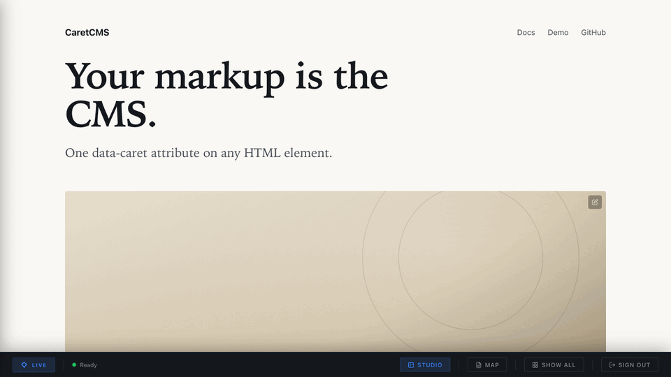 CaretCMS inline editor demo